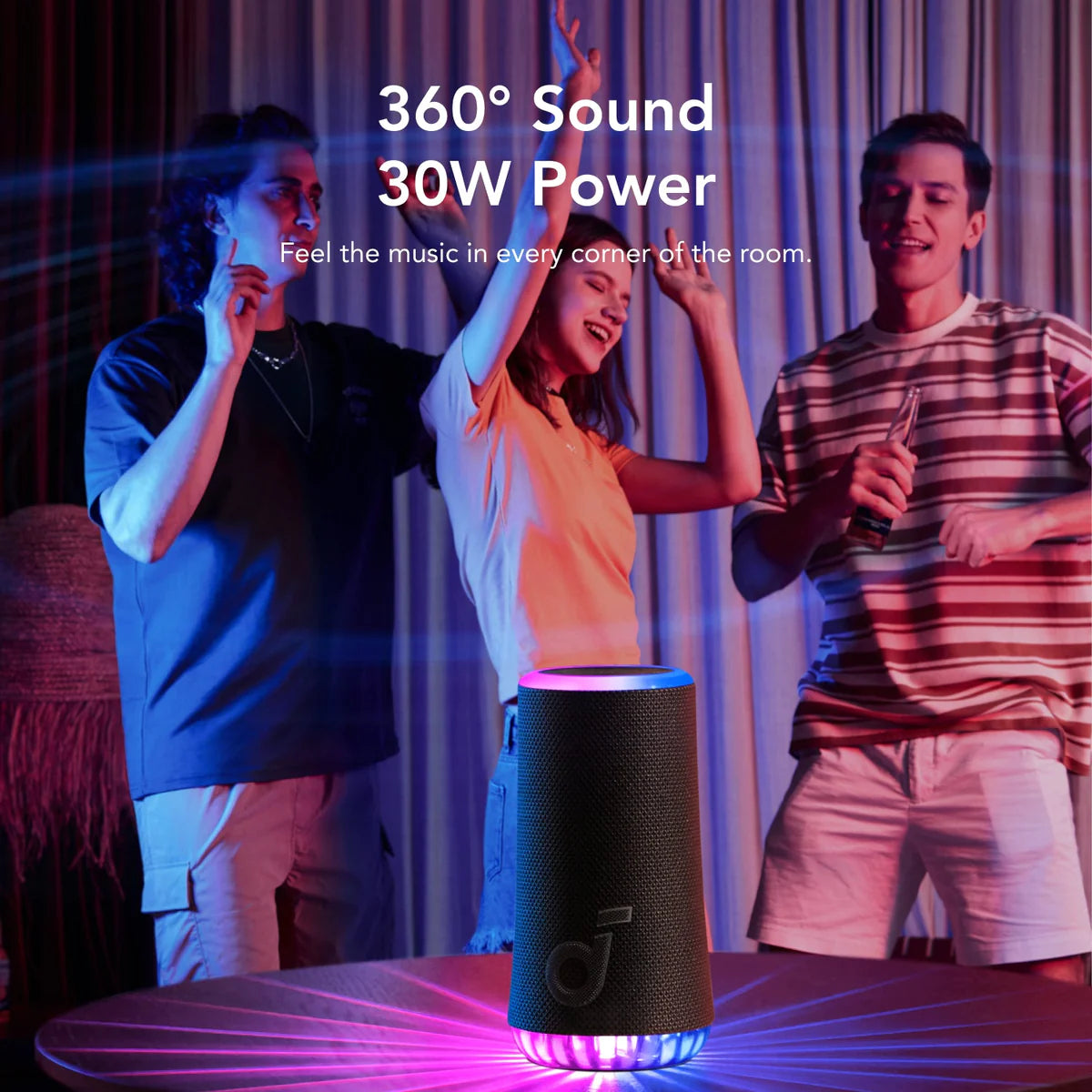Altavoces Soundcore Glow Portable with Synchronized Light Show Negros | WEODX7059