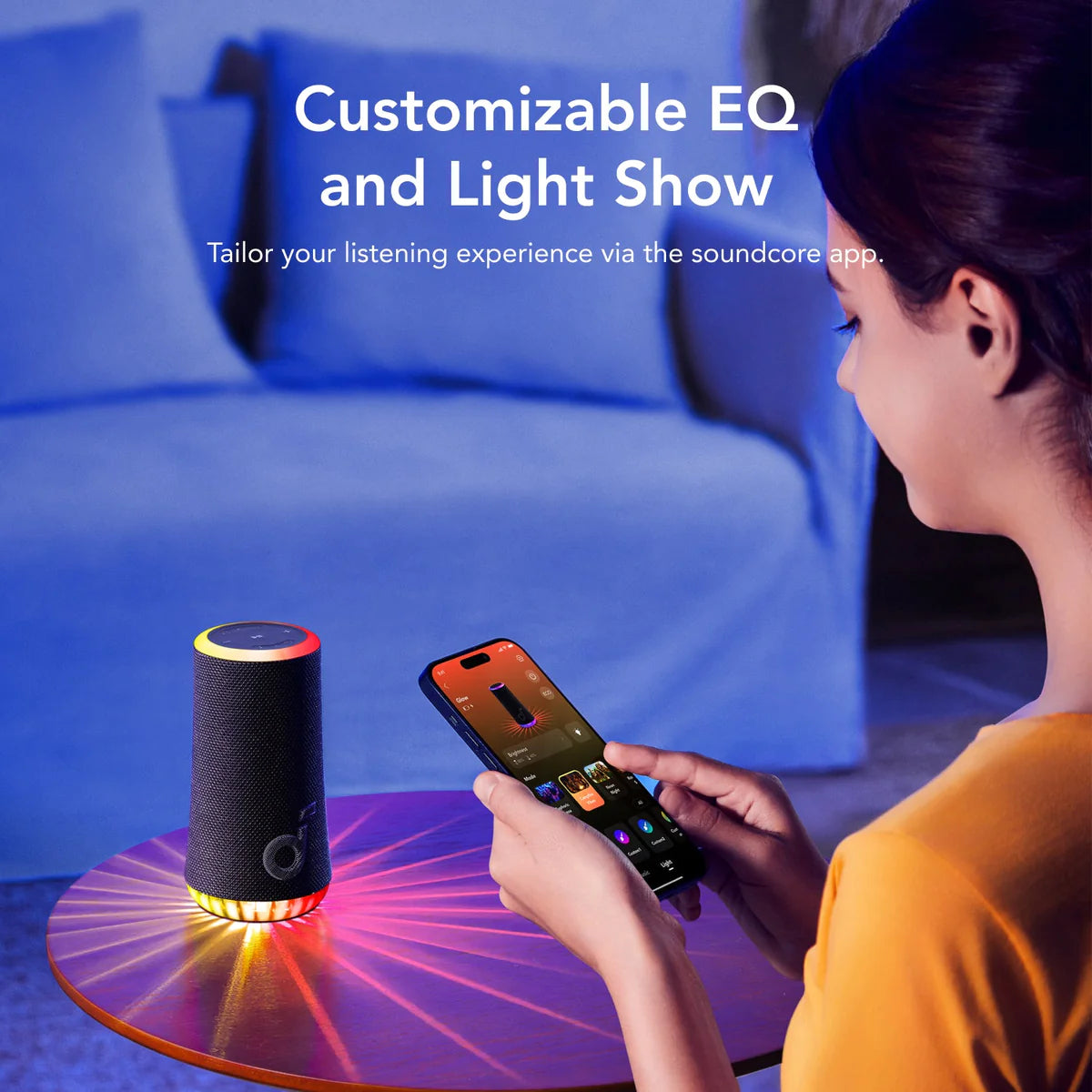 Altavoces Soundcore Glow Portable with Synchronized Light Show Negros | WEODX7059