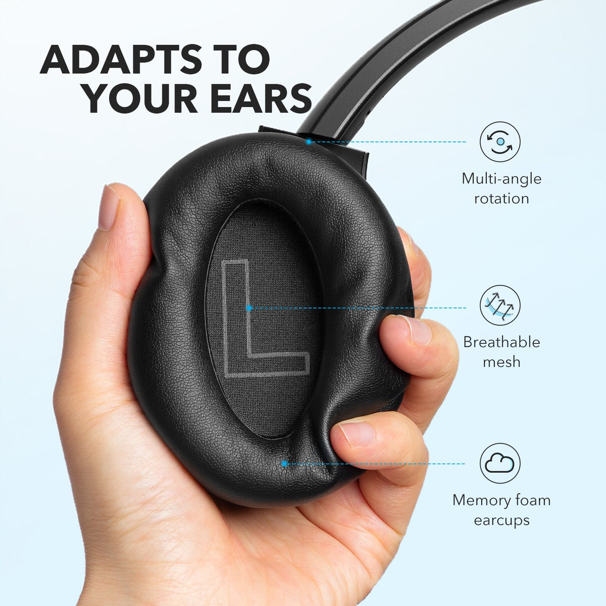 Audífonos Soundcore Life Q20+ ANC with Hi-Res Audio Negros | ALJFN8940