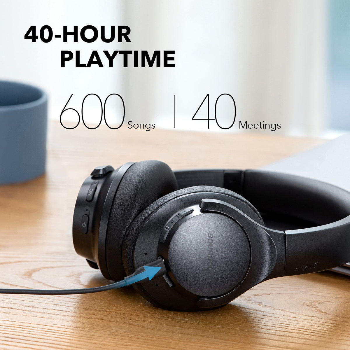 Audífonos Soundcore Life Q20+ ANC with Hi-Res Audio Negros | ALJFN8940