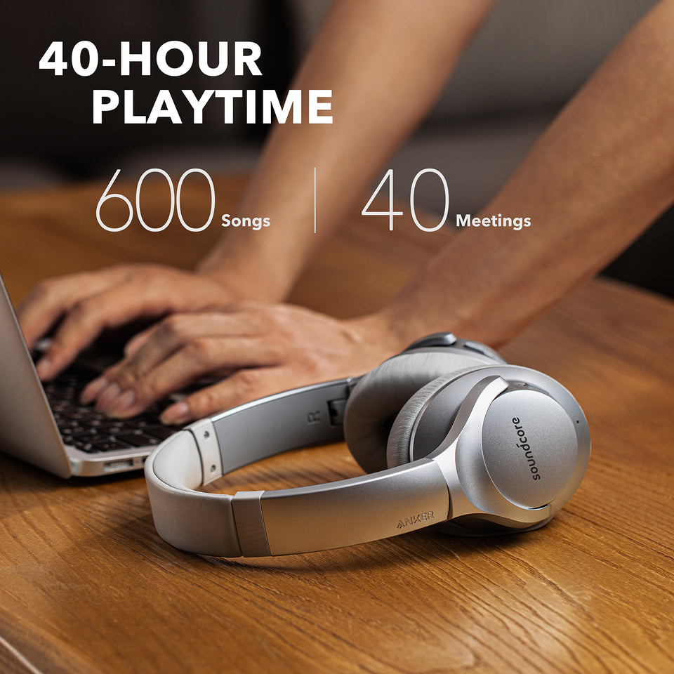 Audífonos Soundcore Life Q20 Over-Ear with Hybrid ANC Plateados | ZJYUA6472