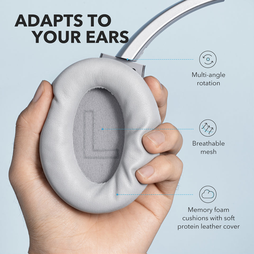 Audífonos Soundcore Life Q20 Over-Ear with Hybrid ANC Plateados | ZJYUA6472