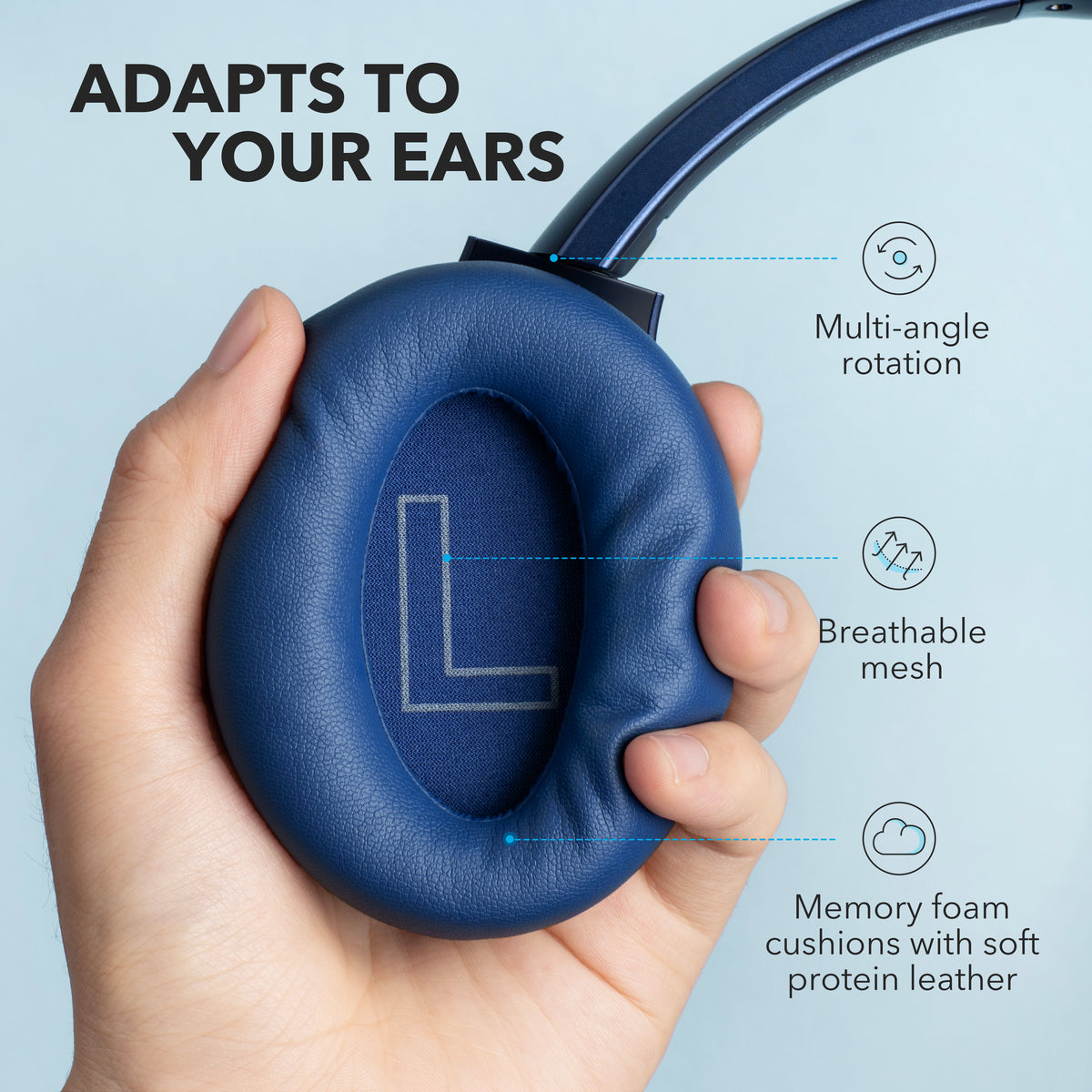 Audífonos Soundcore Life Q20 Over-Ear with Hybrid ANC Azul Marino | DLCFA9624