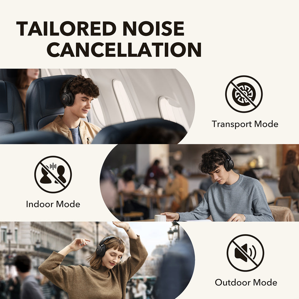 Audífonos Soundcore Life Q30 Bluetooth Noise Cancelling Negros | YQKFS5796